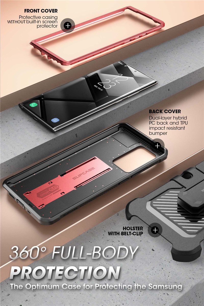 Samsung Galaxy Note 20 Ultra UB Pro Full-Body Rugged Case in various colors with kickstand feature.