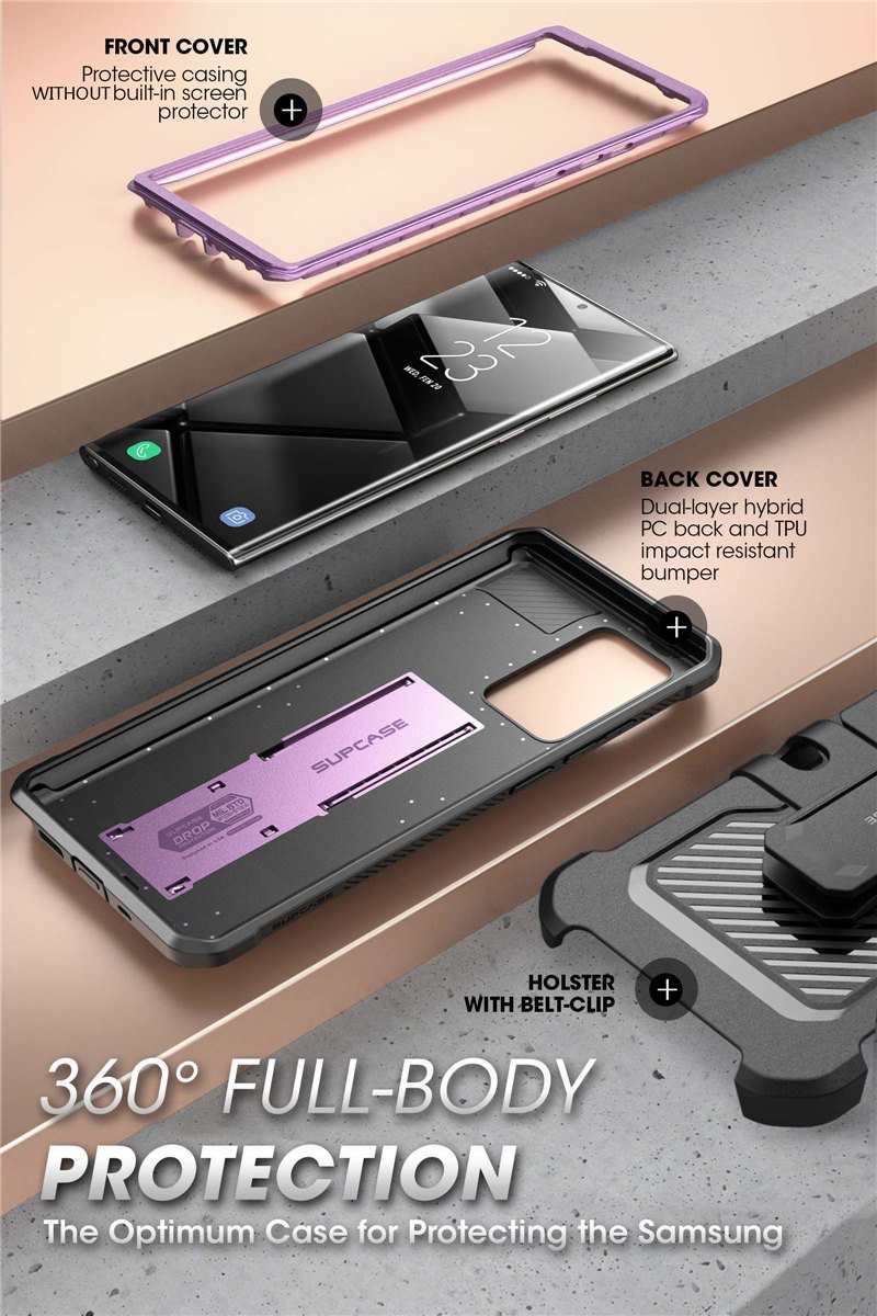 Samsung Galaxy Note 20 Ultra UB Pro Full-Body Rugged Case in various colors with kickstand feature.