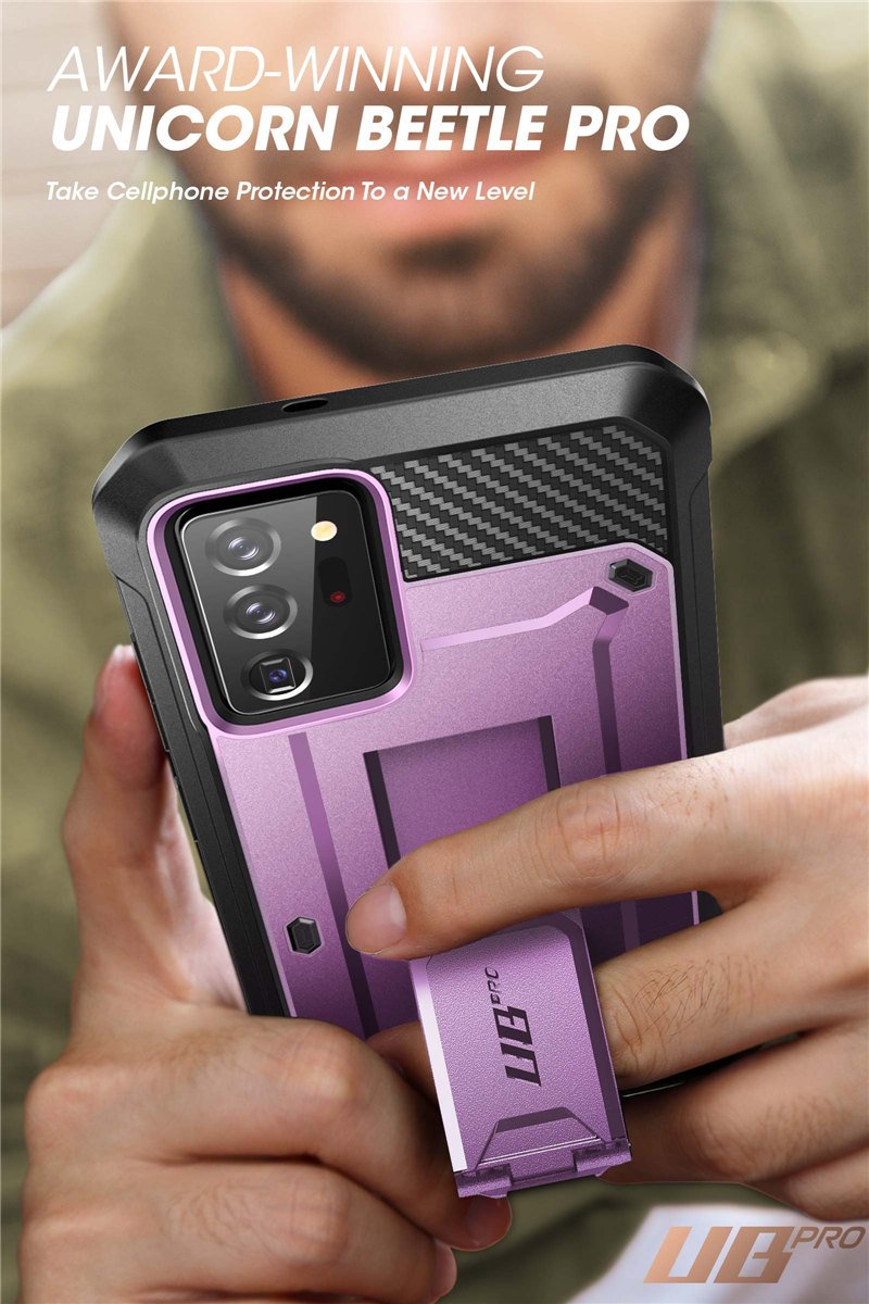 Samsung Galaxy Note 20 Ultra UB Pro Full-Body Rugged Case in various colors with kickstand feature.