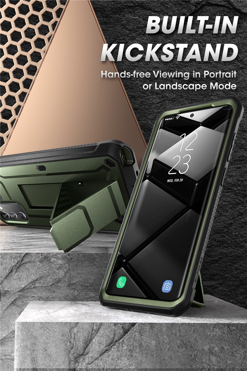 Samsung Galaxy Note 20 Ultra UB Pro Full-Body Rugged Case in various colors with kickstand feature.