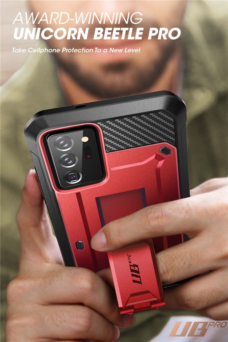 Samsung Galaxy Note 20 Ultra UB Pro Full-Body Rugged Case in various colors with kickstand feature.