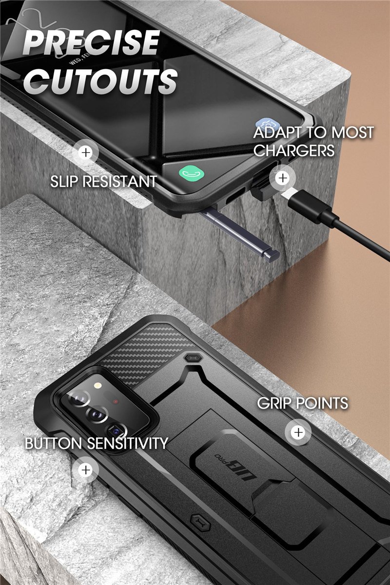 Samsung Galaxy Note 20 Ultra UB Pro Full-Body Rugged Case in various colors with kickstand feature.