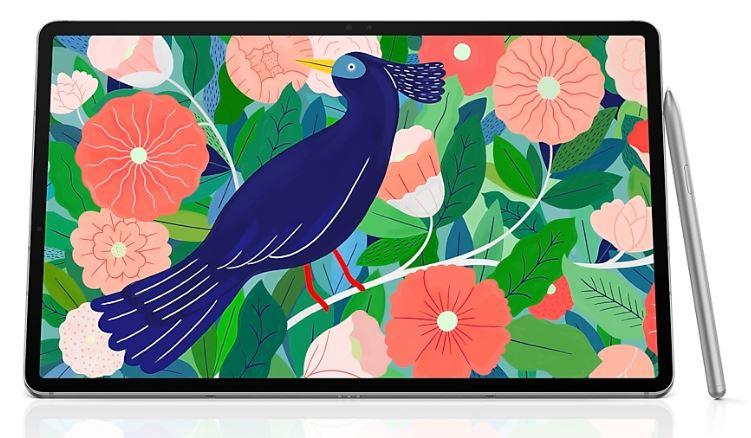 SAMSUNG Galaxy Tab S7 Wi-Fi 256GB in Mystic Silver with an 11.0-inch display and S Pen, showcasing its sleek design and advanced features.