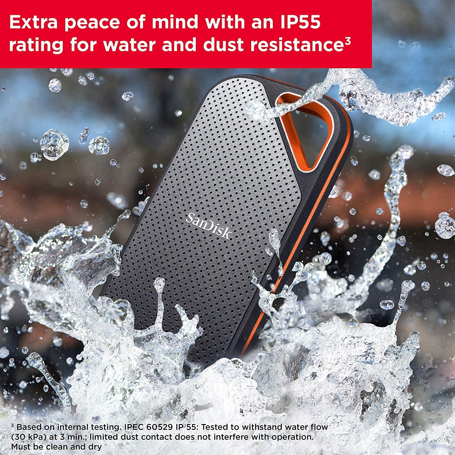 SanDisk 2TB Extreme PRO Portable SSD V2 with rugged design and USB-C connector, ideal for professional photographers and travelers.