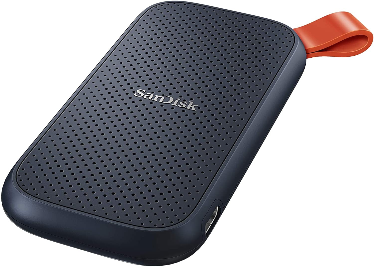SanDisk 2TB Portable SSD with USB-C connector, showcasing its compact and durable design, ideal for mobile storage.