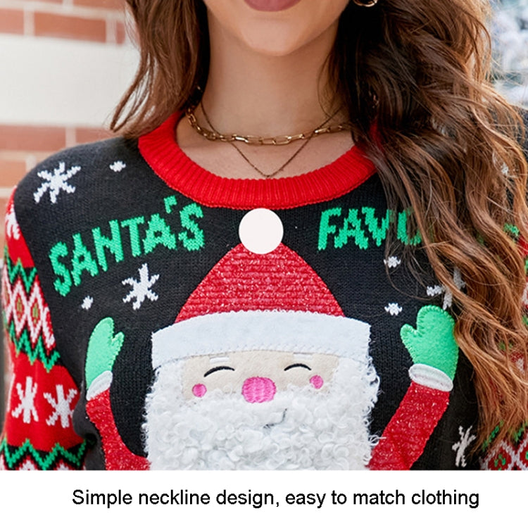 A cozy women's pullover sweater featuring a festive Santa Claus embroidery, perfect for Christmas celebrations.
