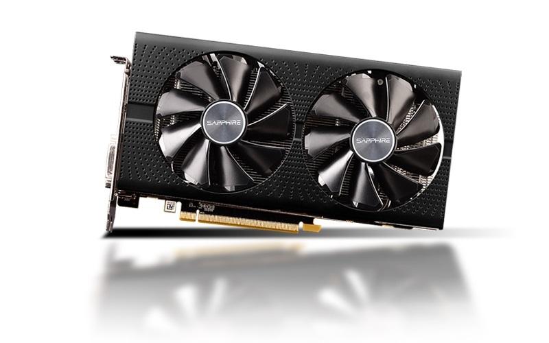 SAPPHIRE AMD Radeon Pulse RX 580 8GB GDDR5 VGA Card with dual fans and multiple output ports.