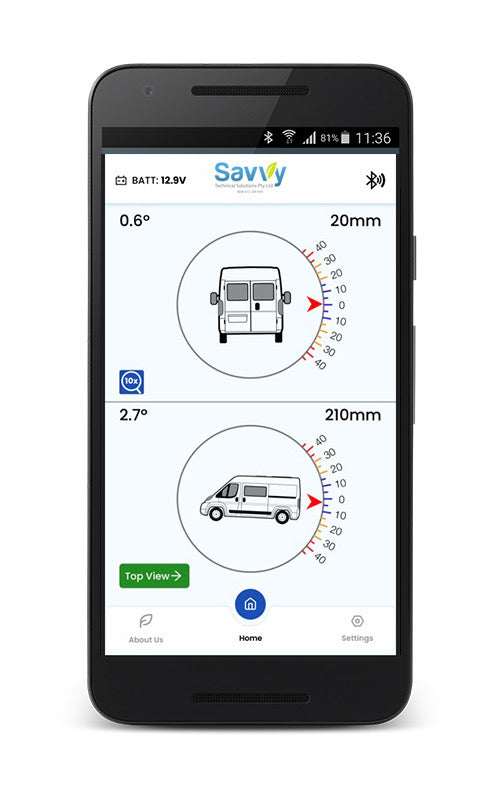 SavvyLevelPLUS S4 device for caravans and motorhomes with advanced features and new app interface.