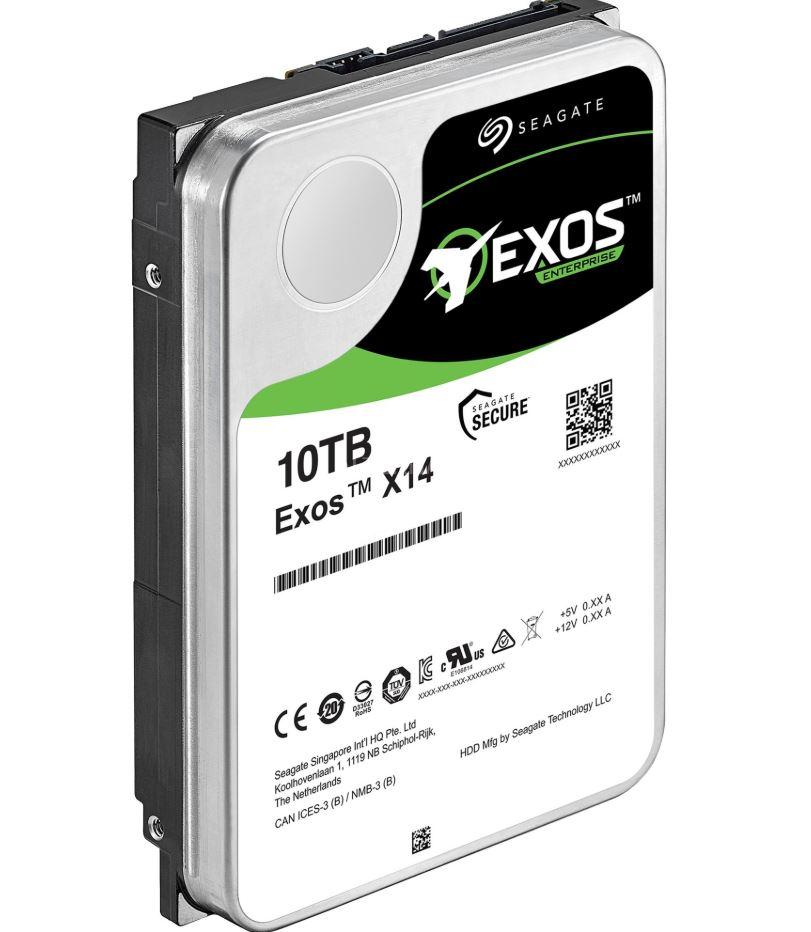 Seagate 10TB Exos X14 Enterprise HDD, 3.5 inches, SATA 6Gb/s, designed for high-performance data storage.