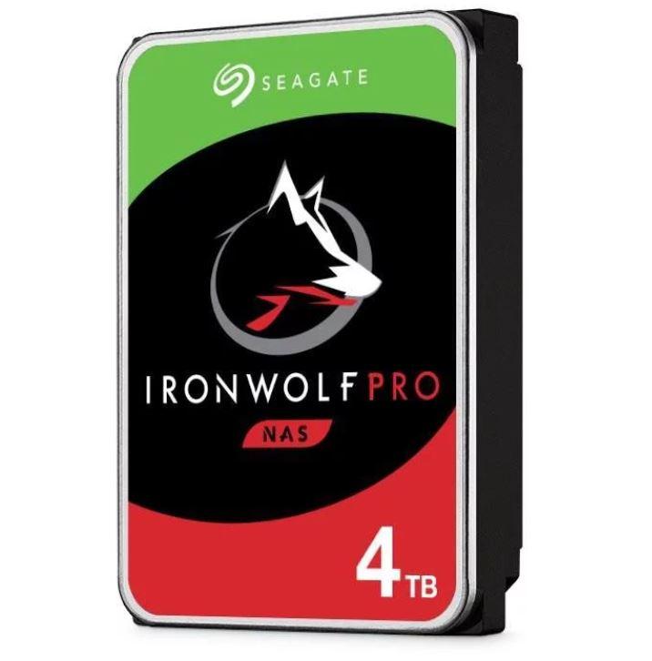 Seagate 4TB IronWolf Pro NAS HDD, featuring a sleek design and SATA III interface, ideal for high-performance storage in NAS systems.