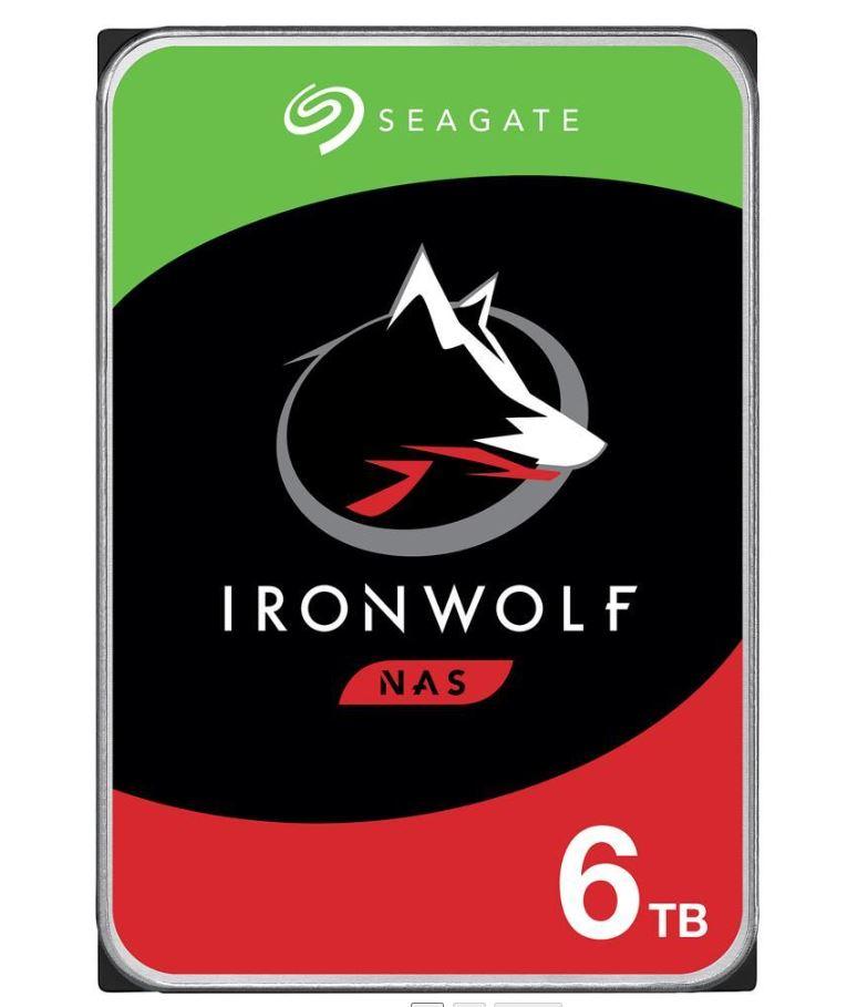 SEAGATE 6TB IronWolf NAS Hard Drive, 3.5-inch SATA III, designed for optimized performance in multi-bay NAS environments.