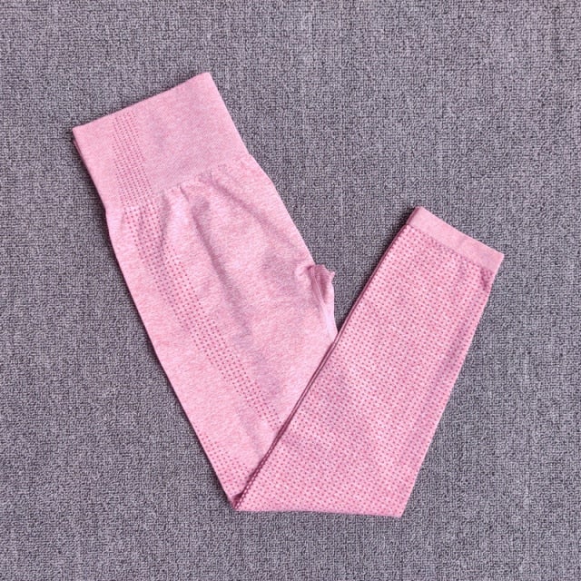 Seamless Women Energy Leggings in various colors, showcasing high waist design and stretchy fabric, ideal for fitness and yoga.