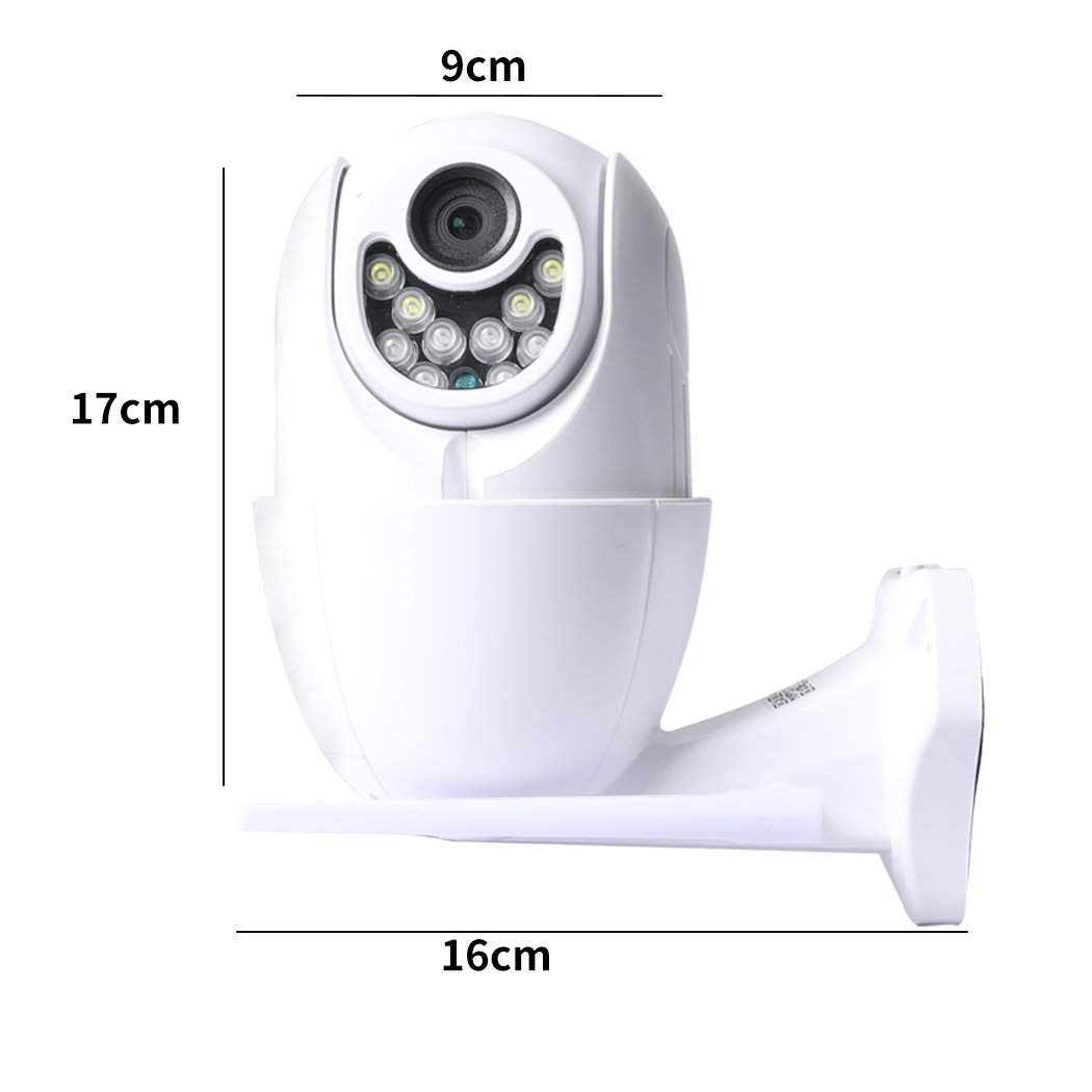 Wireless Security Camera System with 1080P HD video, designed for outdoor use, featuring a sleek white design and adjustable lens.