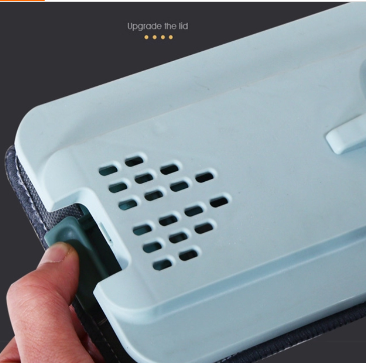 Self Cleaning Mop Bucket System featuring a flat squeeze mop, bucket, and microfiber pads for efficient floor cleaning.