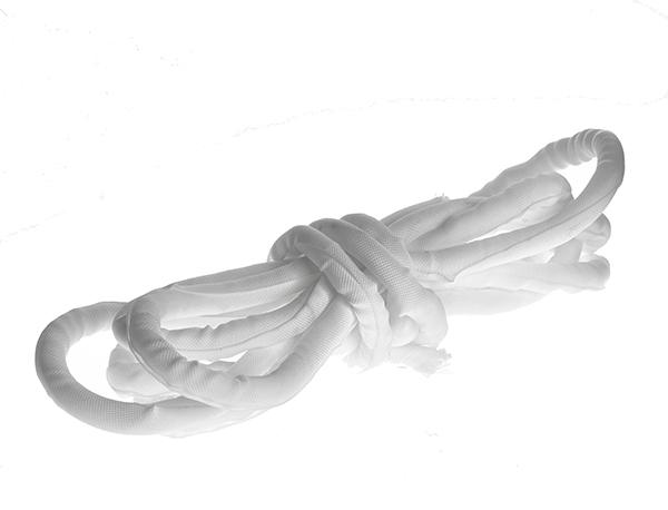 Self Closing Wrap 38mm x 10m Roll in White with braided finish, ideal for cable management and protection.