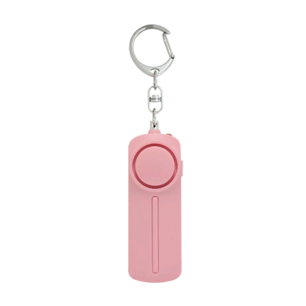 Self Defence Personal Alarm Keychain with LED Light, featuring a compact design and a bright LED flashlight.
