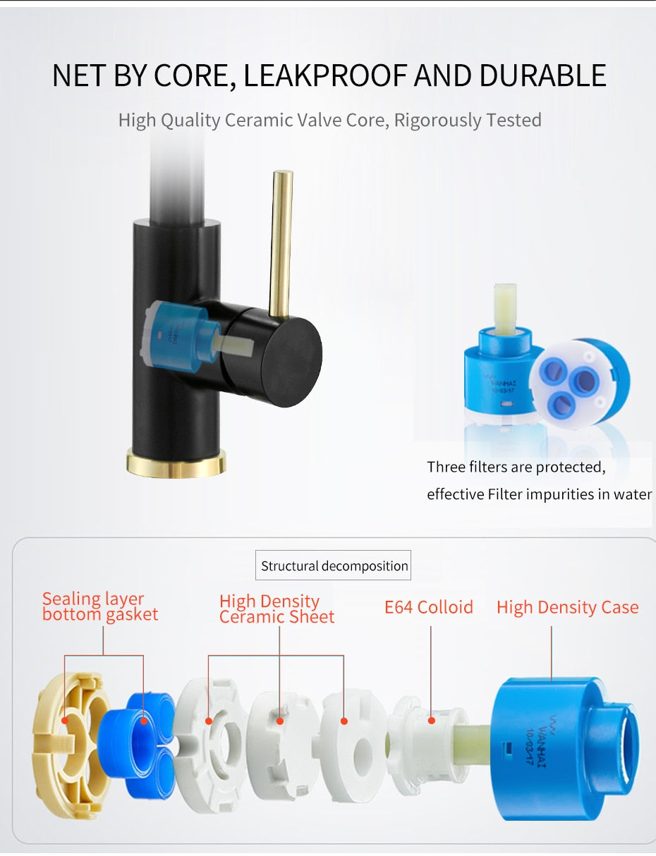 Brushed gold sensor kitchen faucet with smart touch technology, featuring a single handle and dual outlet water modes.