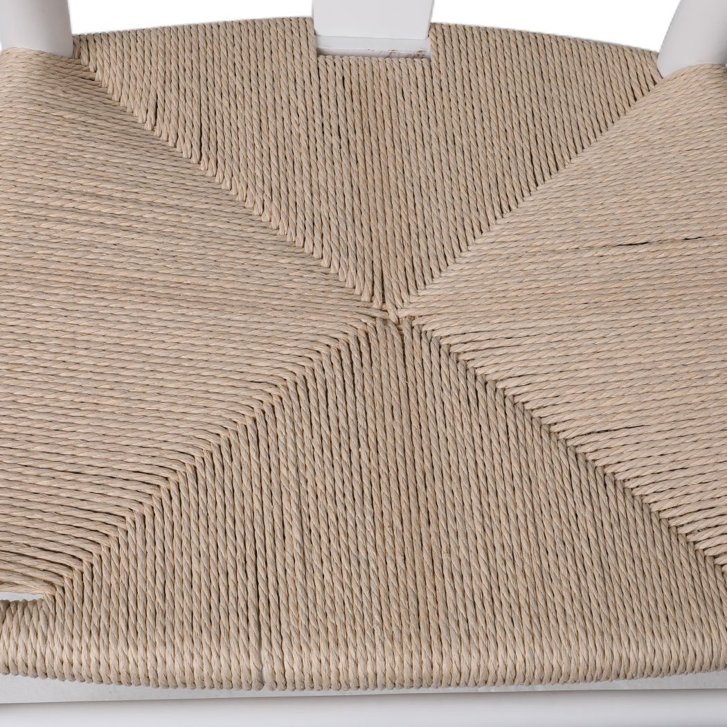 Set of 2 elegant dining chairs with rattan seats and solid wood frames, perfect for modern dining rooms.