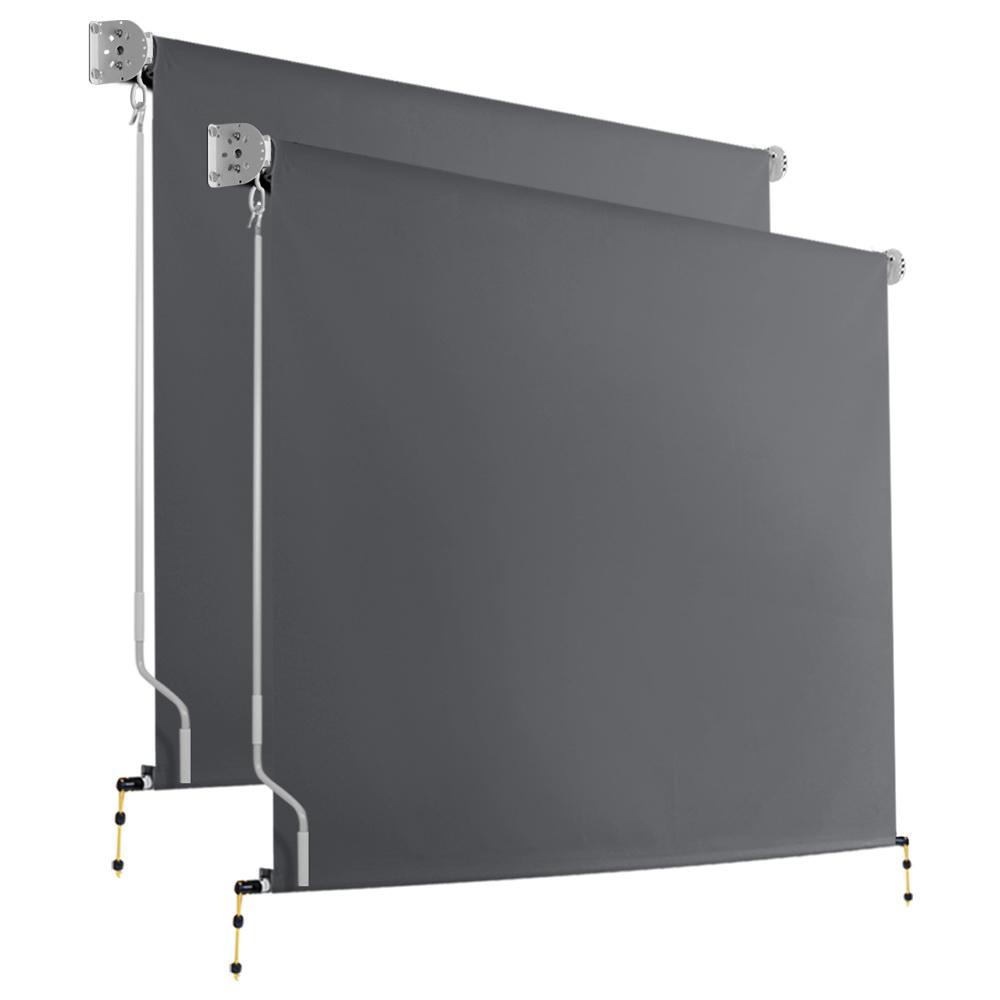 Set of 2 Instahut Outdoor Blinds featuring a sturdy aluminium frame and grey 100% polyester fabric, ideal for sun protection and privacy.