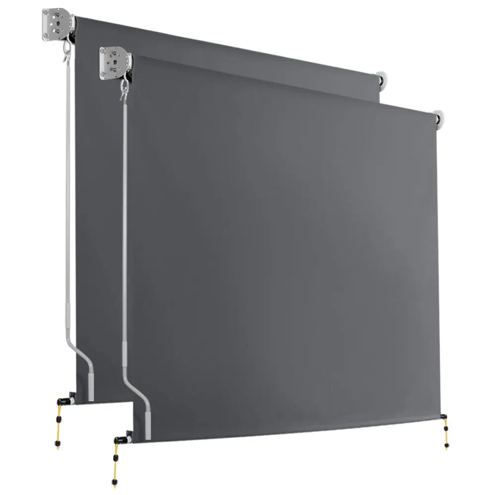 Set of 2 Instahut Outdoor Blinds featuring a sturdy aluminium frame and grey polyester fabric, ideal for patio and garden shade.