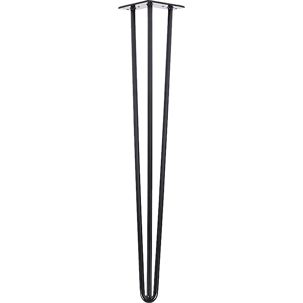 Set of 4 Industrial 3-Rod Retro Hairpin Table Legs made of 12mm steel, featuring a sleek black satin finish, ideal for DIY furniture projects.