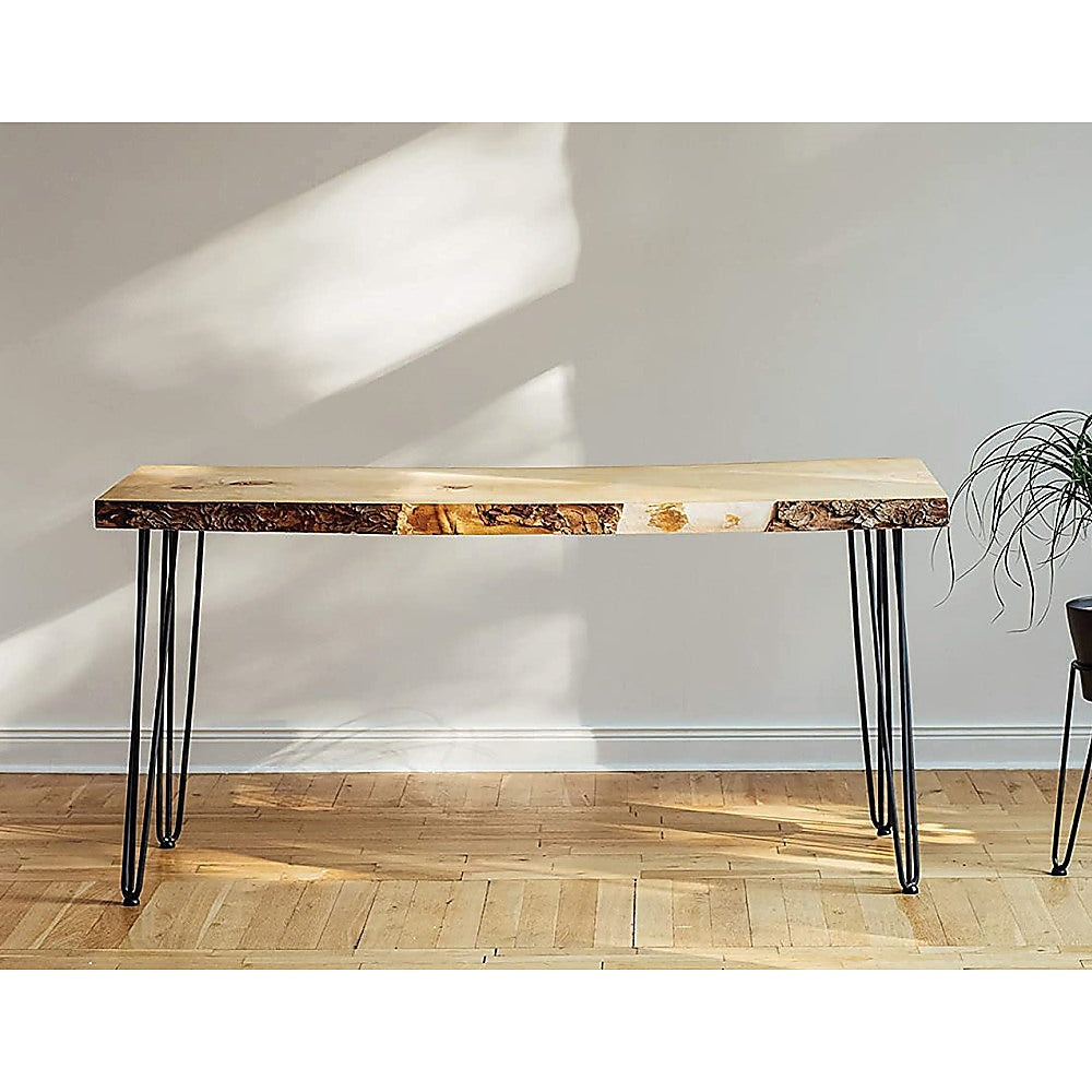 Set of 4 Industrial 3-Rod Retro Hairpin Table Legs made of 12mm steel, featuring a sleek black satin finish, ideal for DIY furniture projects.