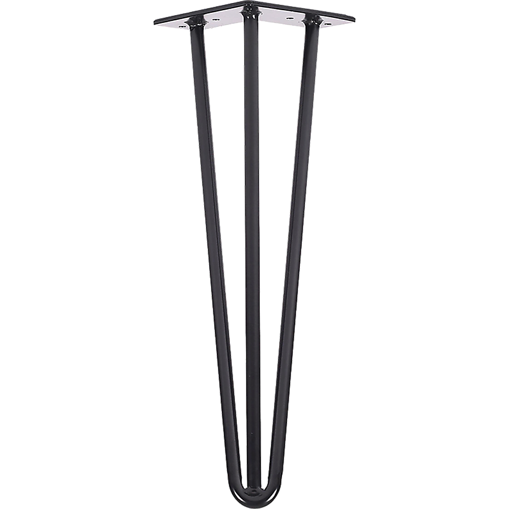Set of 4 Industrial 3-Rod Retro Hairpin Table Legs in black satin finish, showcasing their sleek design and sturdy construction.