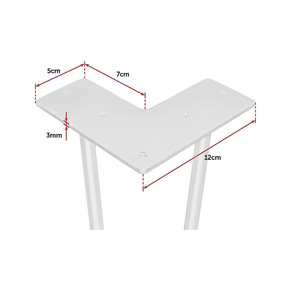 Set of 4 Industrial Retro Hairpin Table Legs in white, made from durable 12mm steel, perfect for DIY furniture projects.