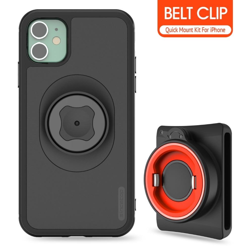 Shockproof case for running armband with quick mount holder for iPhone, featuring a secure belt clip and durable design for active lifestyles.