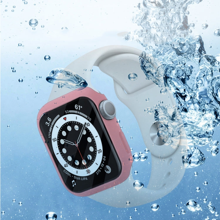 Shockproof PC Protective Case with Tempered Glass Film designed for Apple Watch Series 7, showcasing its sleek design and protective features.