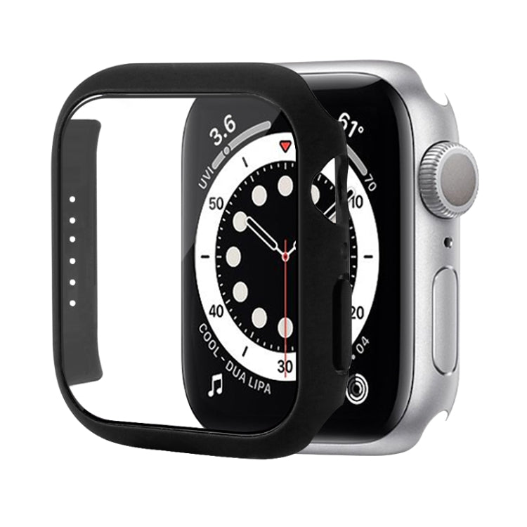 Shockproof PC protective case with tempered glass film for Apple Watch, designed for Series 7 41mm, showcasing its sleek and durable design.
