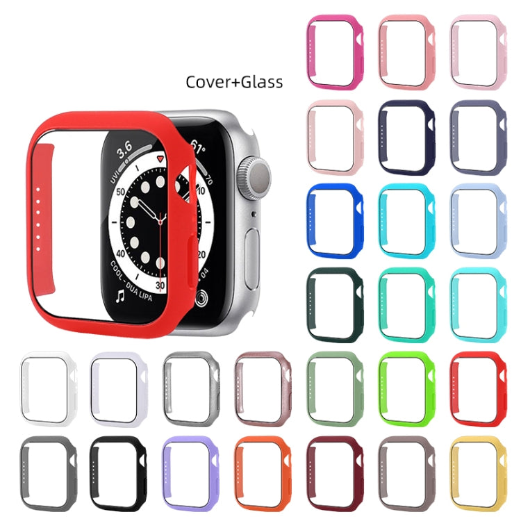 Shockproof PC Protective Case with Tempered Glass Film for Apple Watch, showcasing its sleek design and protective features.