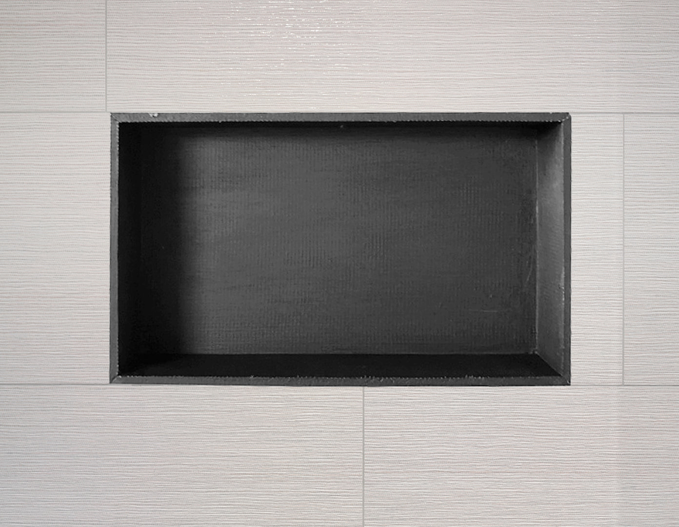 Prefabricated Shower Niche measuring 350 x 600 x 92mm, designed for bathroom renovations, showcasing a waterproof and tile-ready surface.