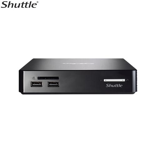 SHUTTLE NS02A XPC Nano NUC showcasing its compact design and ports.