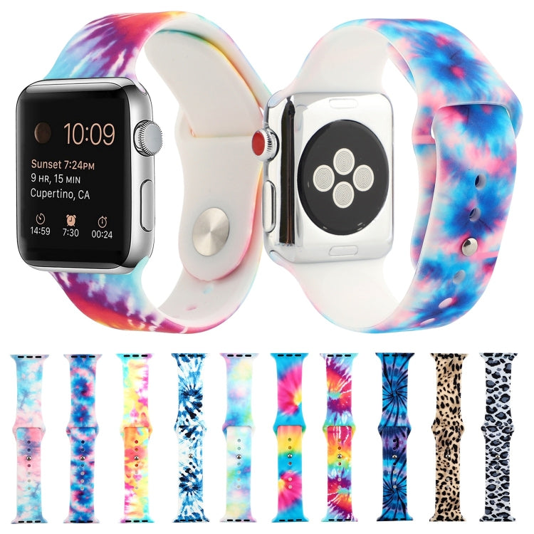Silicone Painted Pattern Watch Band for Apple Watch Series 9, 8, and 7, showcasing vibrant colors and a comfortable design.