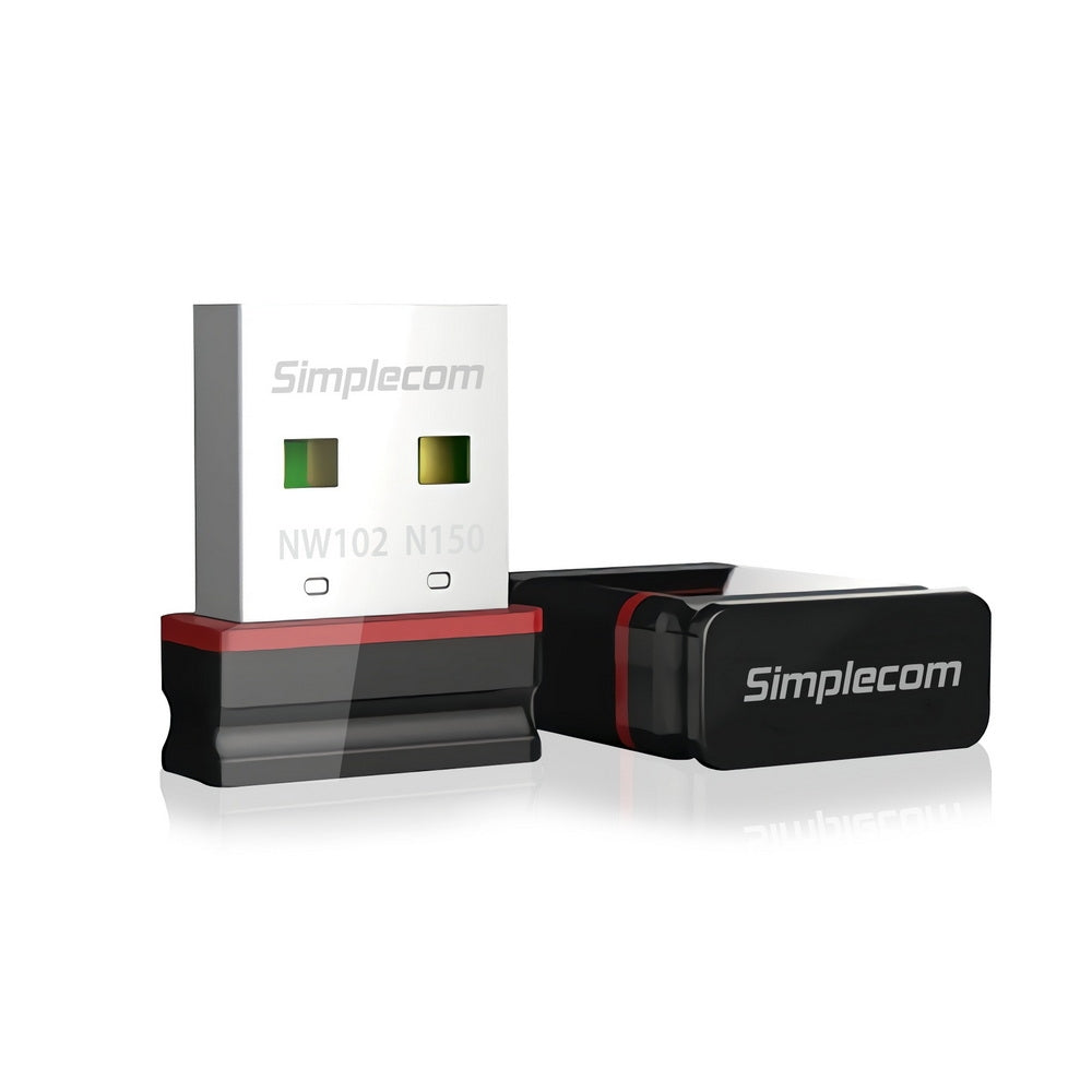 Simplecom NW102 N150 Nano USB WiFi Wireless Adapter, ultra-compact design, ideal for tight USB spaces.