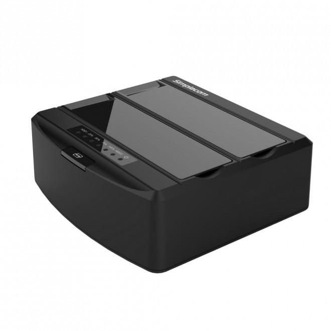 SIMPLECOM SD312 Dual Bay USB 3.0 Docking Station with two SATA drive bays and LED indicators.