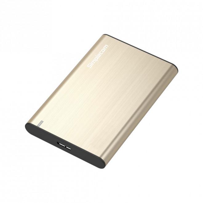 SIMPLECOM SE211 Aluminium Slim 2.5'' SATA to USB 3.0 HDD Enclosure showcasing its sleek design and USB 3.0 interface.