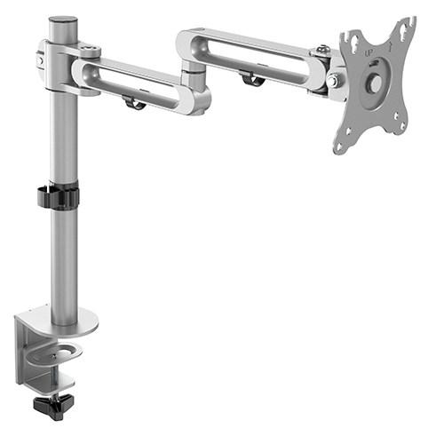 Single Monitor Premium Aluminum Articulating Monitor Bracket showcasing its sleek design and adjustable features.