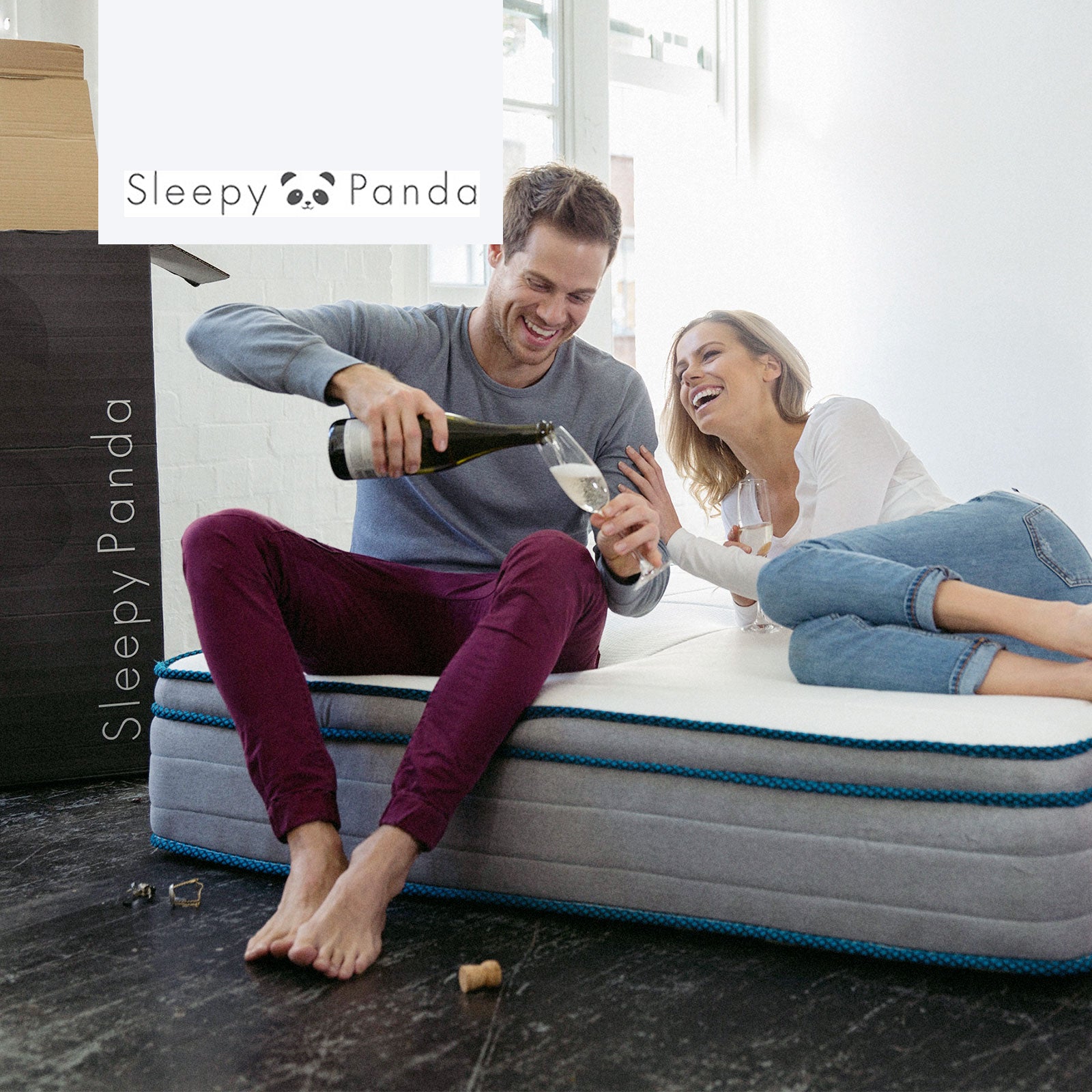 Sleepy Panda Mattress showcasing 5 Zone Pocket Spring design with a bamboo fibre cover and gel memory foam layer.