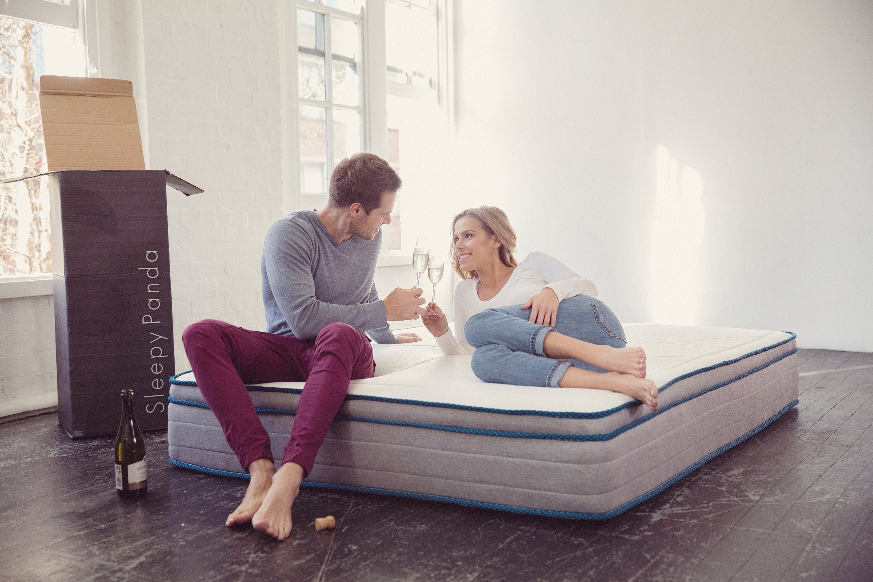 Sleepy Panda Mattress showcasing 5-zone pocket springs and natural latex layer, designed for medium-firm comfort.