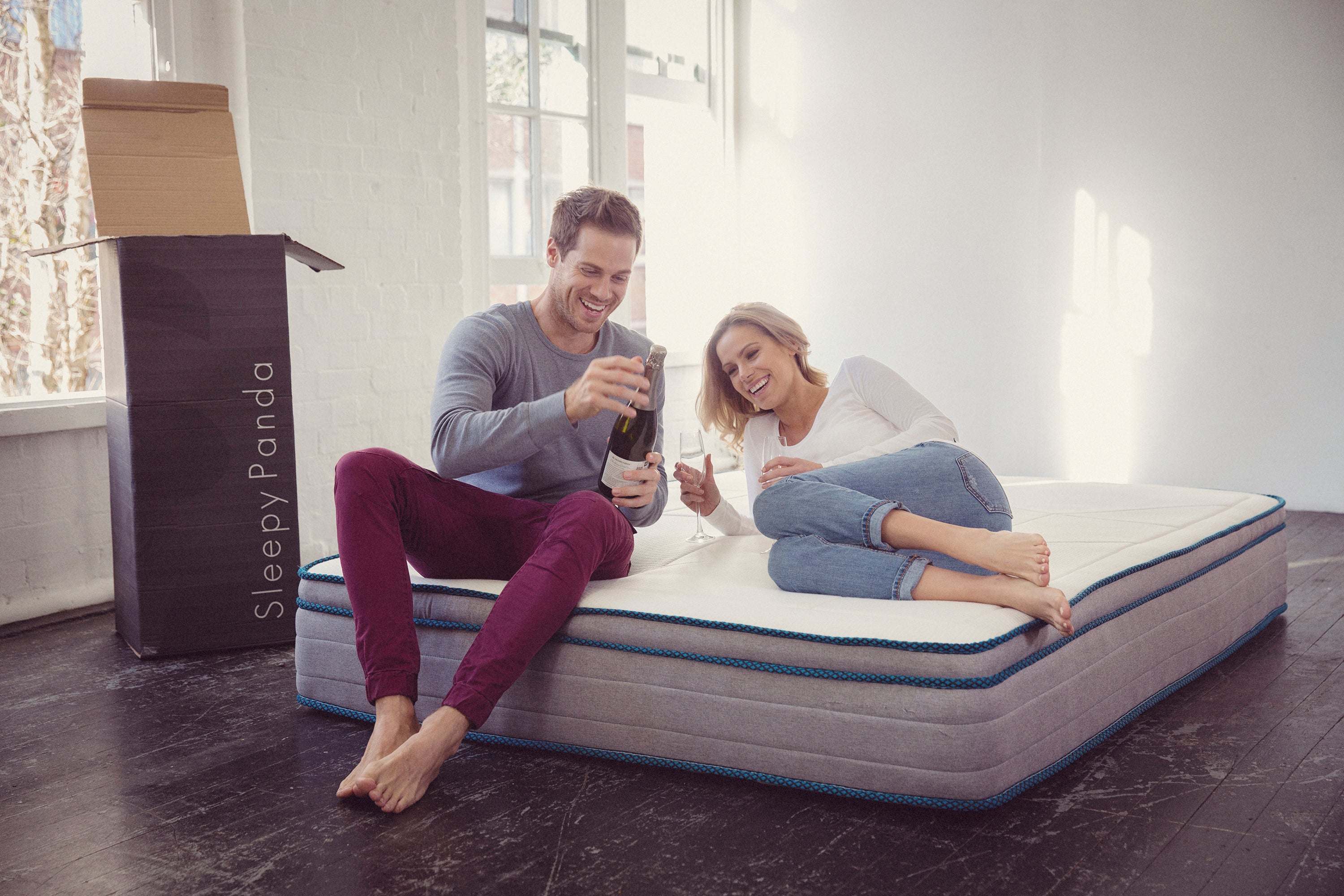 Sleepy Panda Mattress showcasing 5-zone pocket springs and natural latex layer, designed for medium-firm comfort.