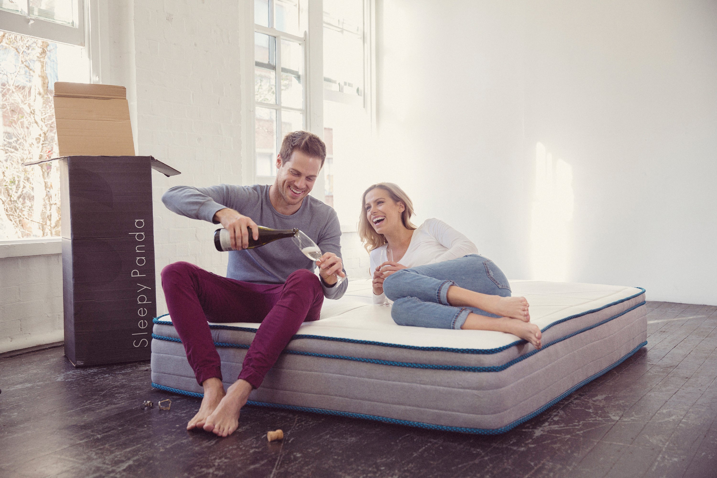 Sleepy Panda Mattress showcasing 5-zone pocket springs and natural latex layer, designed for medium-firm comfort.