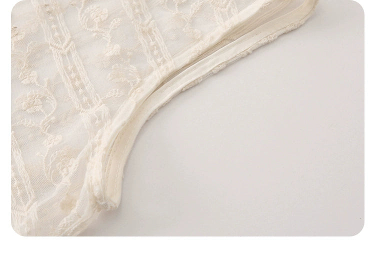 A stylish sleeveless dress featuring a retro color palette and intricate lace detailing, perfect for various occasions.