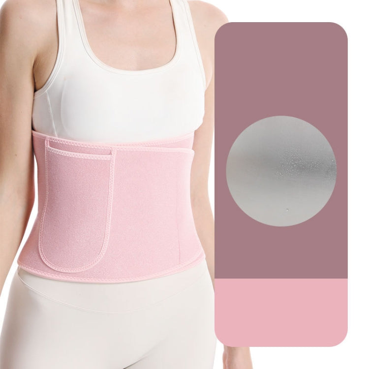 Slimming Waist Belt Sweatband in silver color, designed for training and running, featuring sweat-wicking strips and an external pocket.