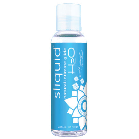 Sliquid Naturals H2O Water-Based Lubricant bottle with a clean and modern design, showcasing its natural ingredients and vegan-friendly label.