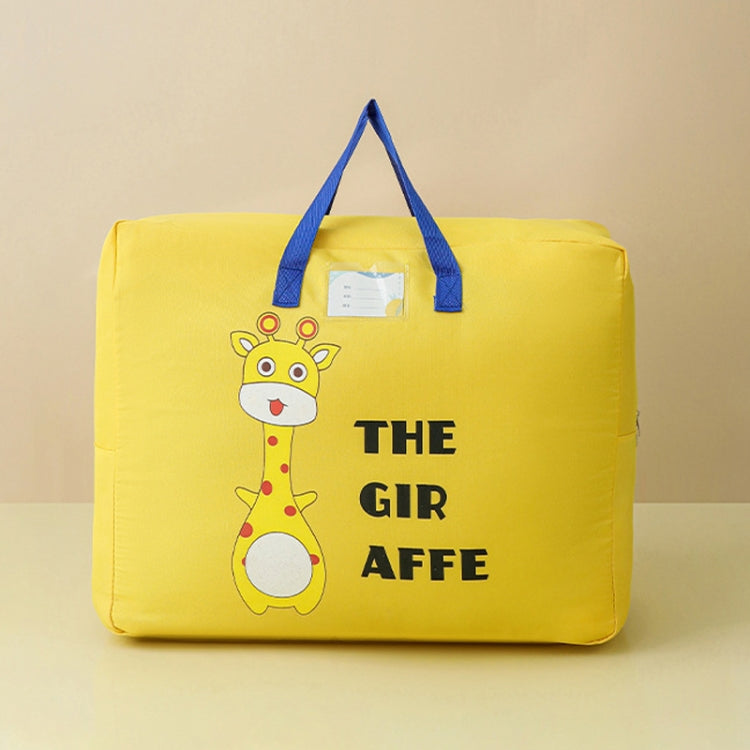 Colorful cartoon-patterned quilt storage bag for children, made of durable waterproof oxford cloth, featuring a large capacity and portable design.