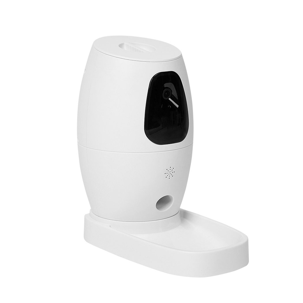 Smart Pet Feeder Camera with automatic food dispenser and built-in 720P HD camera, designed for dogs and cats.