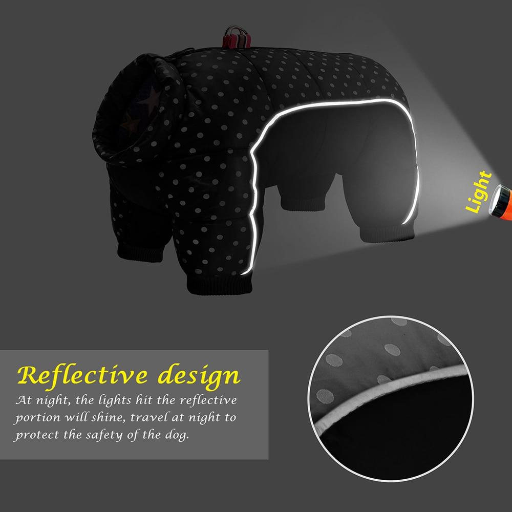 A warm and stylish Snow Down Jacket Coat for small to medium dogs, featuring reflective elements and available in pink and black colors.