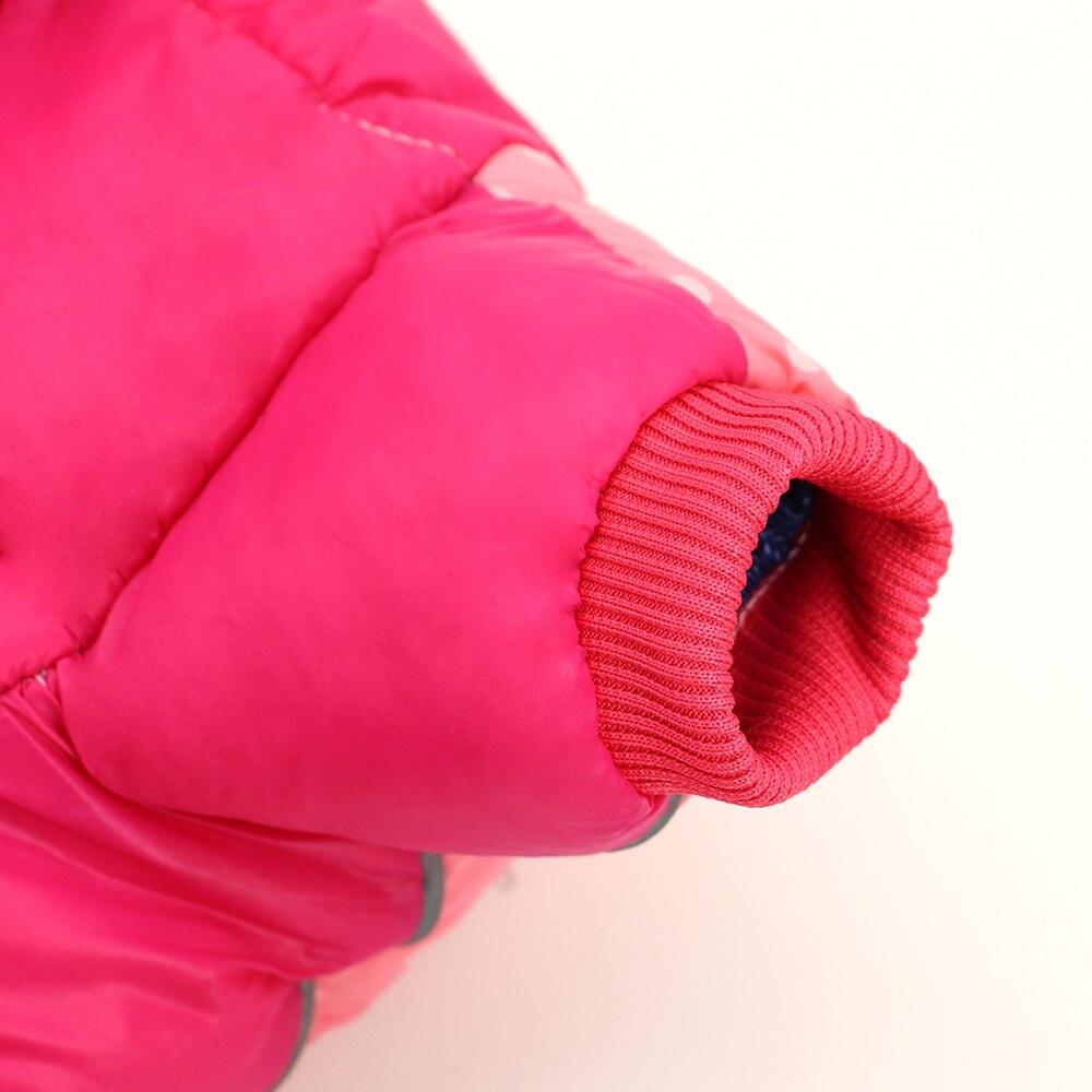A warm and stylish Snow Down Jacket Coat for small to medium dogs, featuring reflective elements and available in pink and black colors.